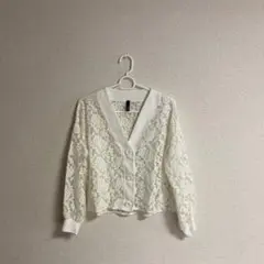 レース　カーディガン　ホワイト　M