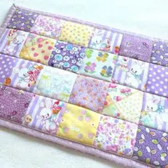 パッチワーク　キルトマット　うさぎ　パープルハンドメイド