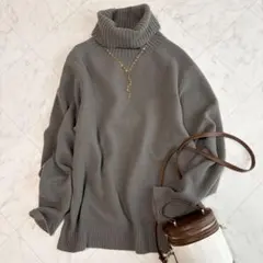 【ドゥーズィエムクラス】ミドルゲージニット　タートルネック　ウール100%