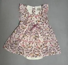 petit main プティマイン 80  花柄OPロンパース