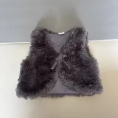 H&M ベビーベスト　グレー　ファーベスト　80