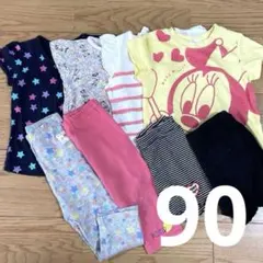 ベビー服 90cm Tシャツ 短パン　長ズボン　8点セット　春夏　女の子まとめ