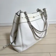 美品✨COACH ショルダーバッグ ホワイト 花柄 巾着 - メルカリ