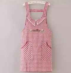 チェック柄エプロン（赤・黒）936