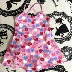 ハート柄ピンクキャミソール水着120cm【送料込・季節外セール】