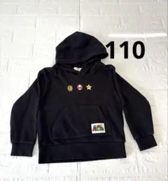 スーパーマリオ　フード付きパーカー　110 キッズ　トップス　黒　ブラック　刺繍