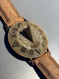 【希少◎オマケ付】 FOSSIL SUNDIAL 日時計 Vintage Fossil Sundial Watch w Genuine Leather Band | eBay