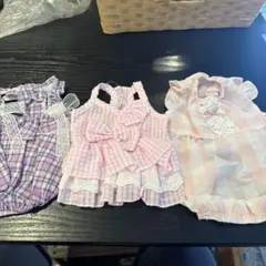 35 小型犬用フリル付きドレス3点セットs