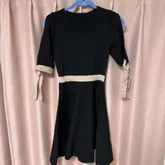 duras ウエスト切り替え ニット ワンピース リボン ミニ 七分袖 デュラス