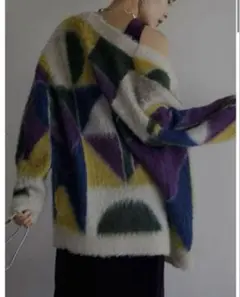 Ameri COLOR BLOCK OVER KNIT CARDIGAN