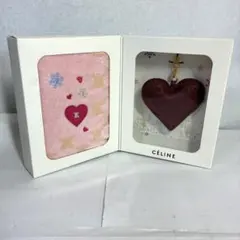 新品未使用　Celineセリーヌ　赤　ハートチャーム タオル ストラップ　セット