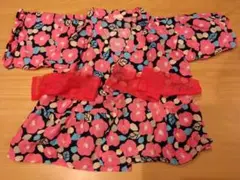 【サイズアウト品】 花柄 甚平 上下セット 130c 　女の子　夏