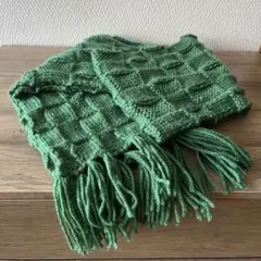 手編みマフラー♪緑