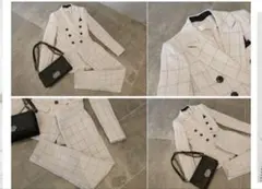 卒業式　グレー チェック柄 ダブルブレストジャケット S