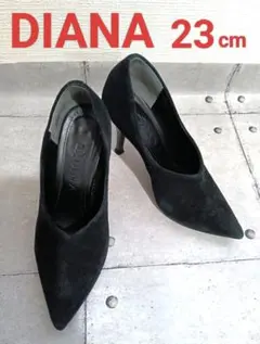 DIANA　ポインテッドトゥ　パンプス　ブラック　スエード　23