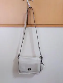COACH ショルダーバッグ ターンロック フリンジ レザー ベージュ