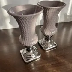 薄紫色 フレア型花瓶 2個セット　アンティーク