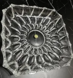 【新品・未使用】HOYA クリスタルガラス 大皿 カットガラス 昭和レトロ