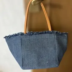 JolieJoli デニムフリンジトートバッグ インディゴのサムネイル