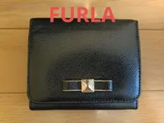 FURLA 黒 レザー 三つ折り財布