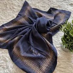 美品 LANVIN ランバン シルクスカーフ ドット柄 フランス製 大判
