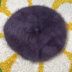 紫　ベレー帽