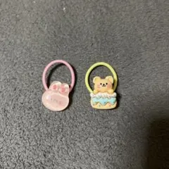 ウサギとクマのヘアゴム2個セット　子供用