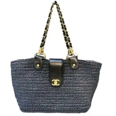 CHANEL ココマーク ストロー ラフィア チェーン ショルダー バッグのサムネイル