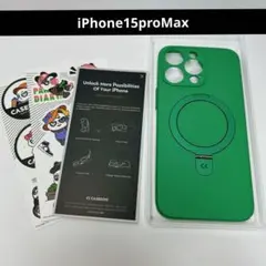 iPhone15proMax スマホケース ケース グリーン 緑 MagSafe
