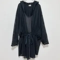 ルコーブ 黒 メッシュ パーカー USA製 シースルー 夏 羽織 体型カバー