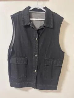 ブラックデニム ノースリーブベスト