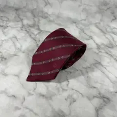GUCCI グッチ　バーガンディ グリーンストライプ　ネクタイ　シルク