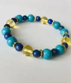 シトリンとターコイズとラピスラズリのブレスレット
