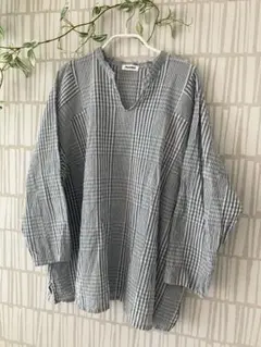 Plantation 長袖 ブルー系チェック柄 プルオーバー サイズ2 Mサイズのサムネイル
