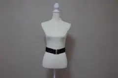 スパンコール黒ベルト メタルバックル付きゴム