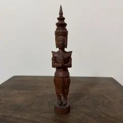 タイ 木彫り 合掌像 仏像 民藝 アンティーク 1980年代 バンコクのサムネイル
