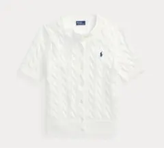 ポロラルフローレン ケーブルニット コットン ショートスリーブ カーディガン