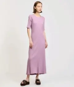 【美品】ESTNATION バックツイストリブワンピースパープルM 定価2.4万のサムネイル