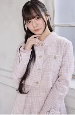 Suyunnリボン付きラメツイードドッキングワンピース /ジャケット セット売りのサムネイル