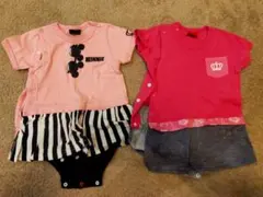 ミニーマウスロンパース2点セット　ベビードール　80サイズ