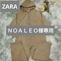 ZARA　フードニットジャンプスーツ M サロペットオールインワン ポケット付