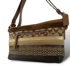 コーチ　2way ショルダーバッグ　パッチワーク　マルチストライプ　F11528