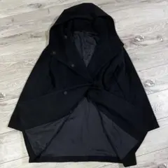 ANAYI アナイ フード付き黒ロングコート カシミヤ ウールのサムネイル
