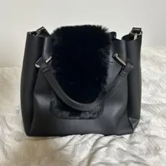 AZUL by moussy レザーショルダーバッグ ハンドバッグ ファー付き