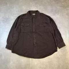 90s ST.JOHN'S BAY コットン長袖シャツ ブラウン XL 古着