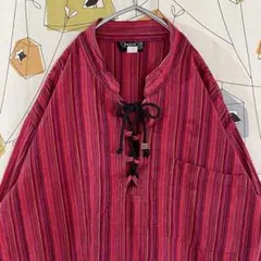 【【#様専用】メキシカンジャケット】ノーカラー 入手困難 マルチカラーストライプのサムネイル