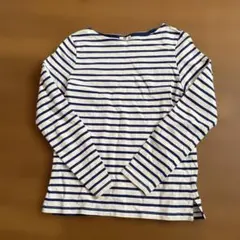 ストライプ 長袖カットソー ホワイト/ネイビー