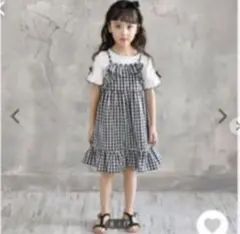 新品＊韓国子供服bee ギンガムチェック ワンピース 女の子 110cmのサムネイル