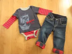 美品　サイズ80　★Baby Gap　ロンパース　デニムパンツ 　裏地付き