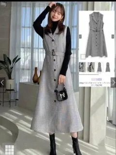 グレイル 2Wayベルト付きツイードオープンジレワンピース[tg746]